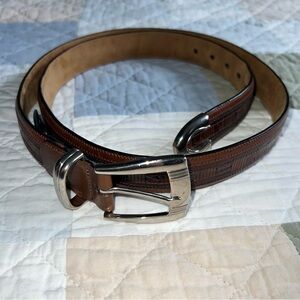 Men’s Mezlan Crocodile Belt Brown with Silver Buckle 38